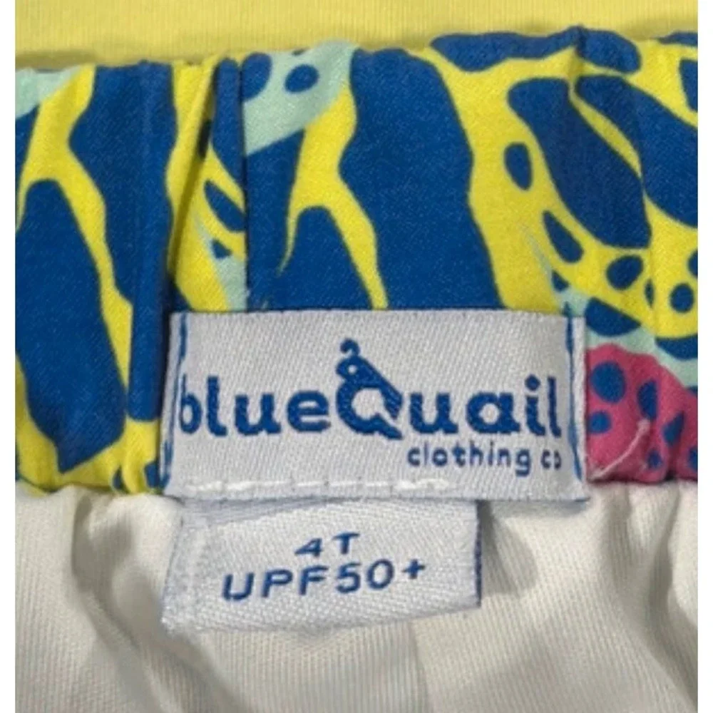 Volcom Blue Quail Swim Set Boys 4T Yellow Blue Butterfly Rash Guard Trunks GUC